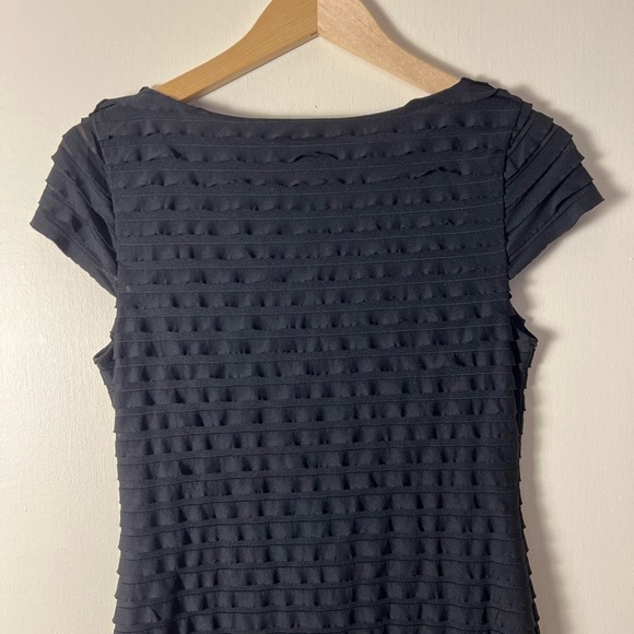 Banana Republic Womens Black Tiered Ruffle Dress Small Sheath Cocktail Stretch - Picture 12 of 15